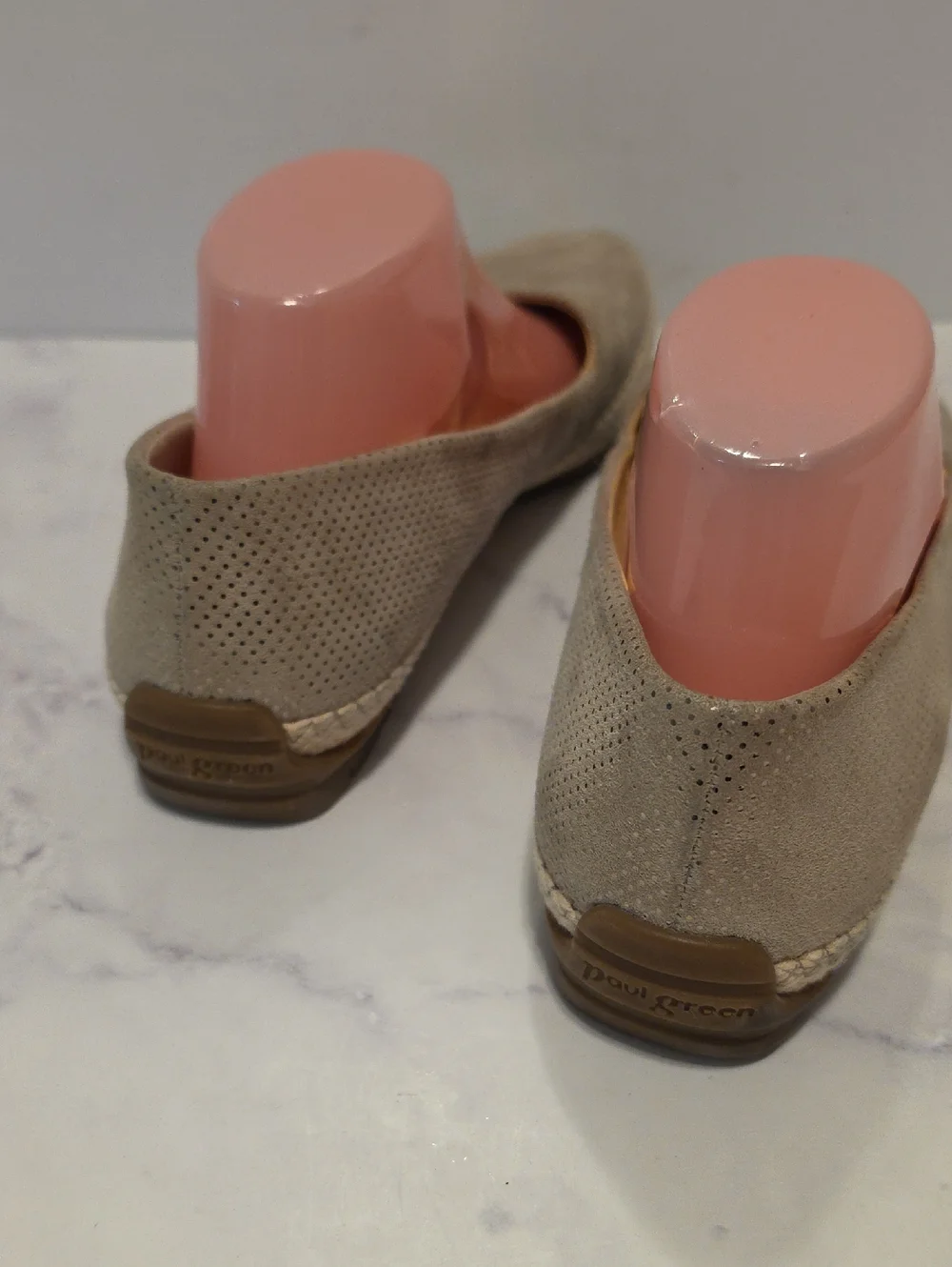 Paul Green Gray  Metallic Perforated Espadrille Flats - Women